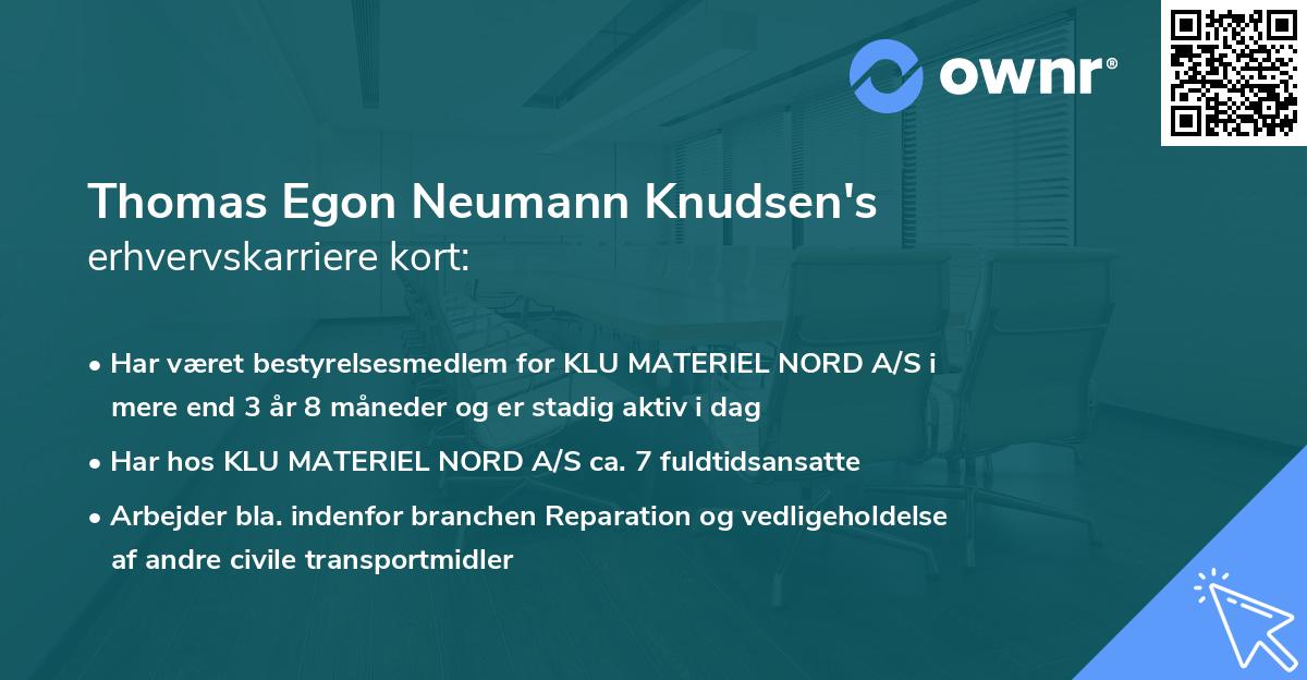 Thomas Egon Neumann Knudsen's erhvervskarriere kort
