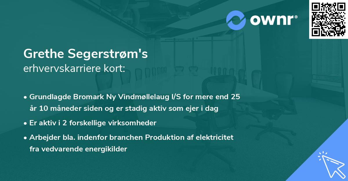Grethe Segerstrøm's erhvervskarriere kort
