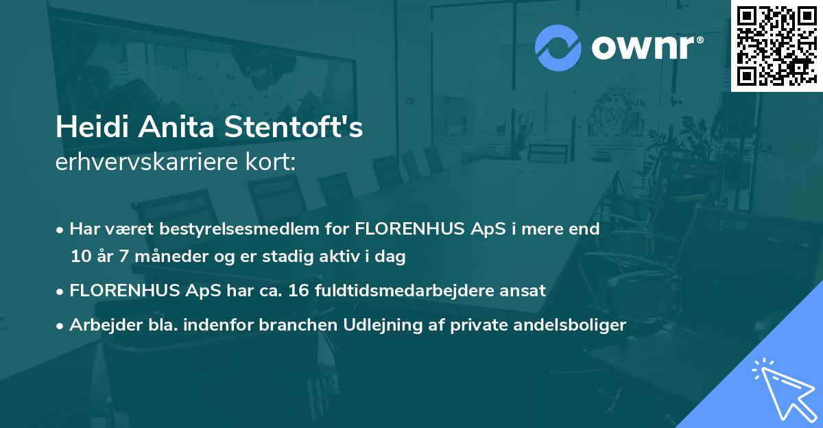 Heidi Anita Stentoft's erhvervskarriere kort