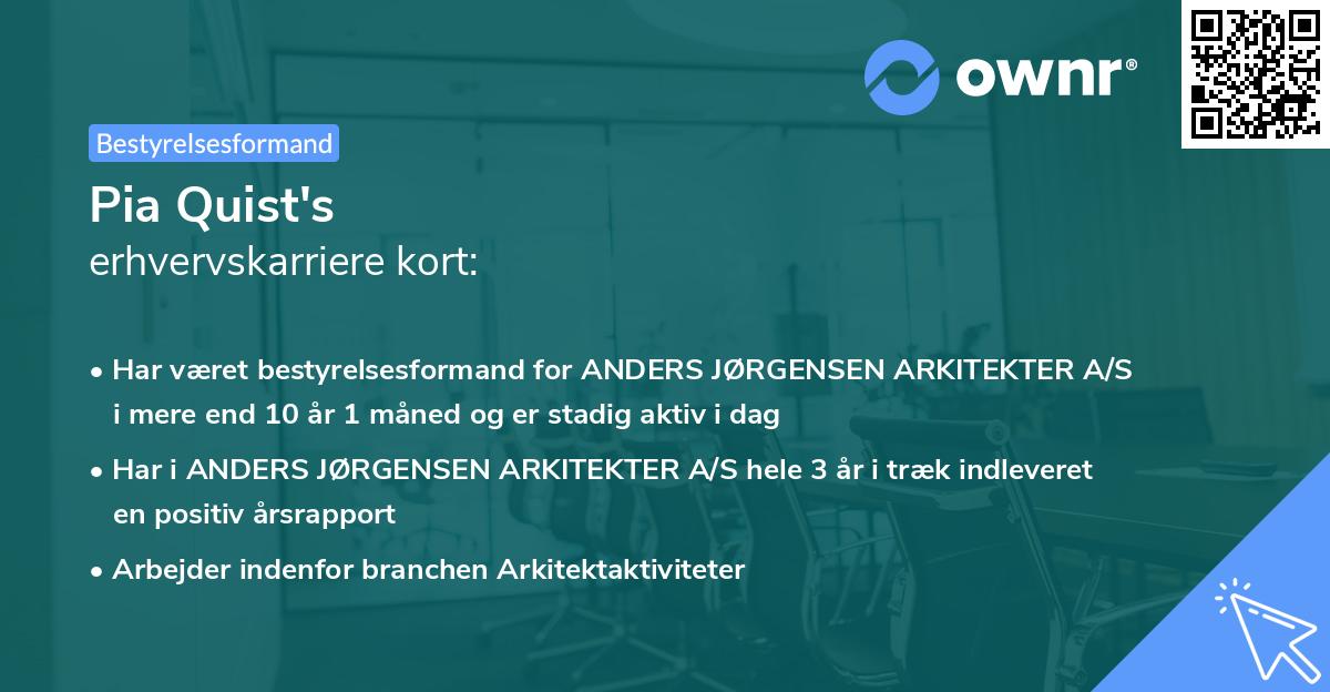 Pia Quist's erhvervskarriere kort