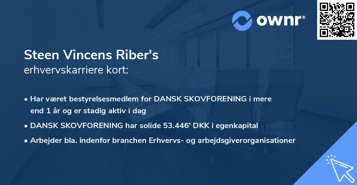 Steen Vincens Riber's erhvervskarriere kort