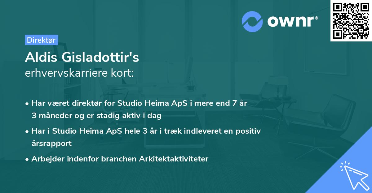 Aldis Gisladottir's erhvervskarriere kort