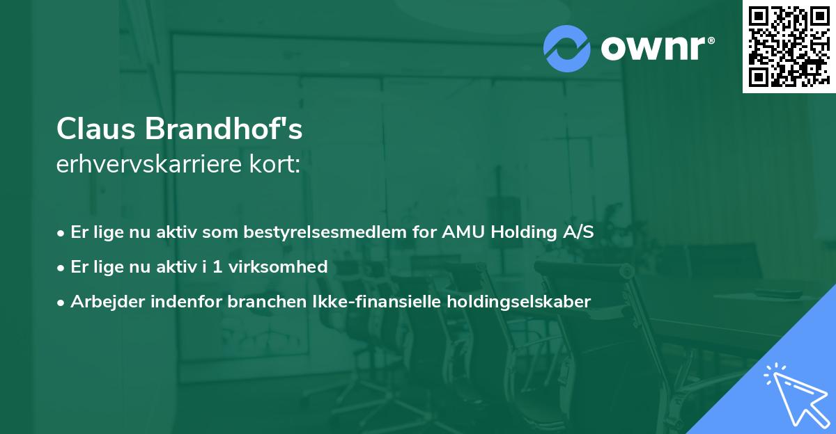 Claus Brandhof's erhvervskarriere kort