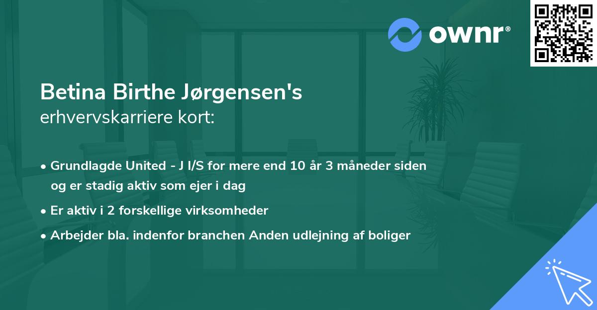 Betina Birthe Jørgensen's erhvervskarriere kort