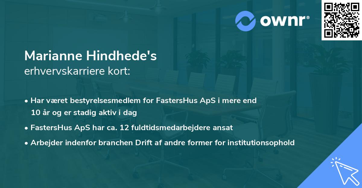 Marianne Hindhede's erhvervskarriere kort