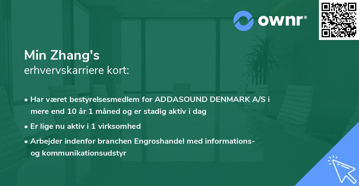 Min Zhang's erhvervskarriere kort