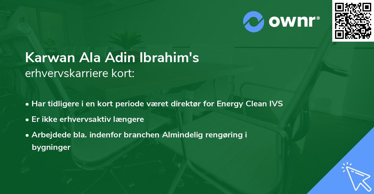 Karwan Ala Adin Ibrahim's erhvervskarriere kort
