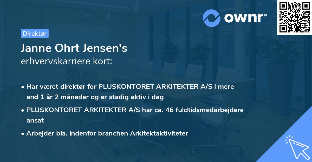 Janne Ohrt Jensen's erhvervskarriere kort