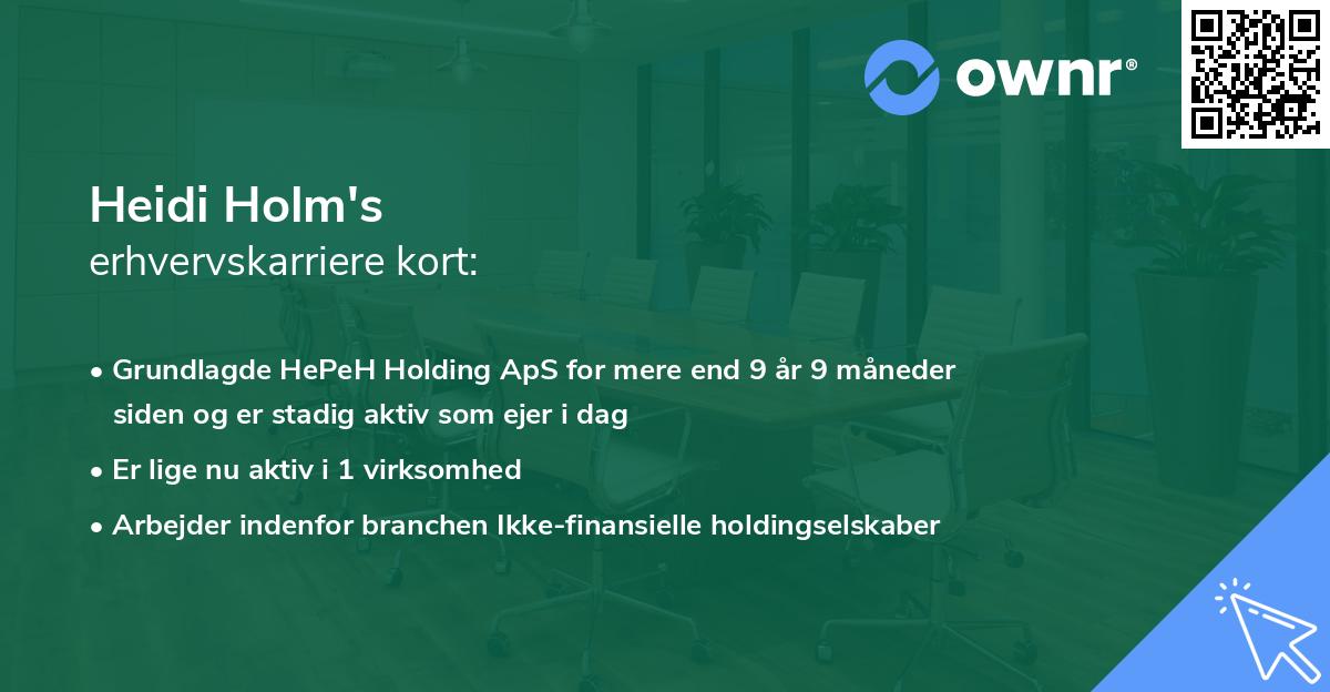 Heidi Holm's erhvervskarriere kort