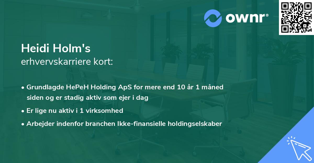 Heidi Holm's erhvervskarriere kort