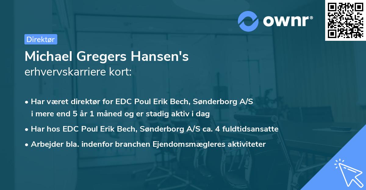 Michael Gregers Hansen's erhvervskarriere kort