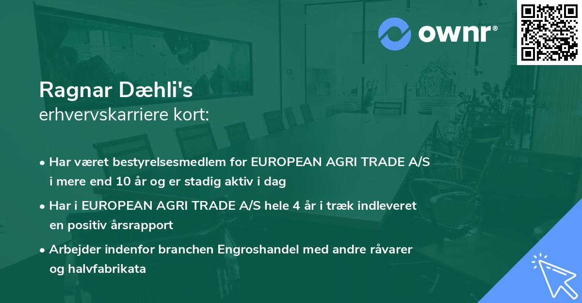 Ragnar Dæhli's erhvervskarriere kort