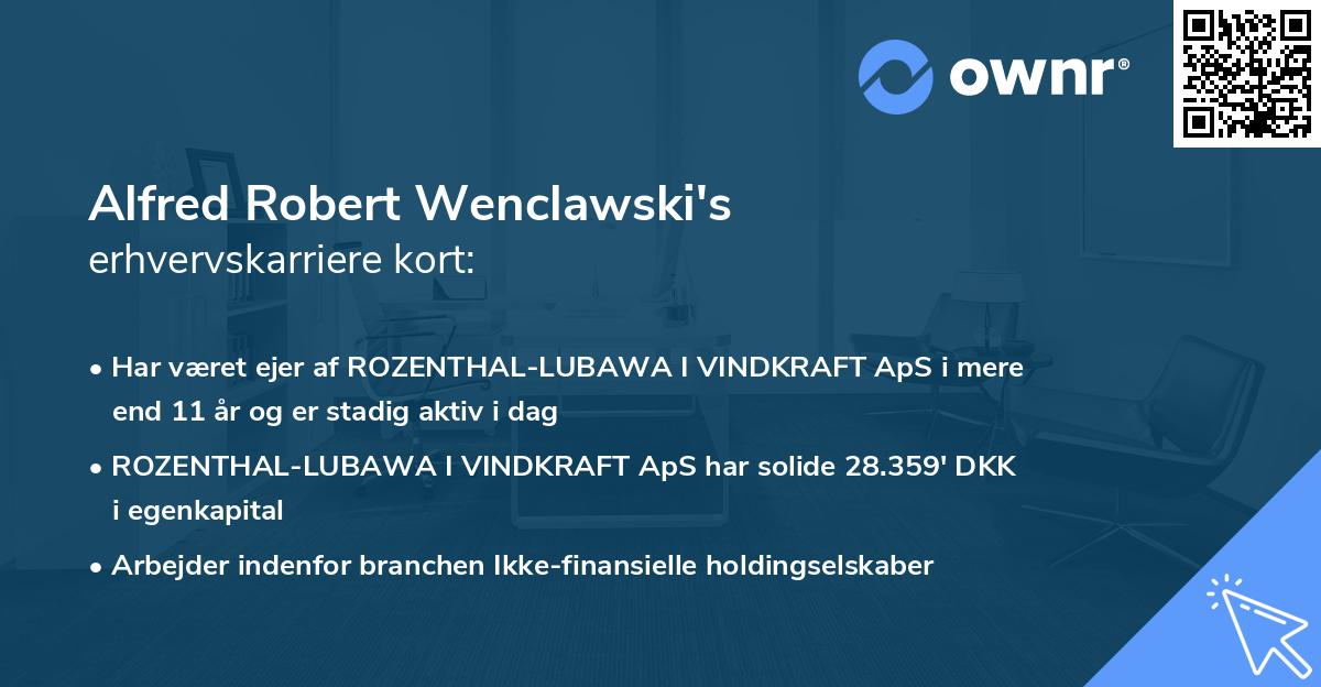 Alfred Robert Wenclawski's erhvervskarriere kort