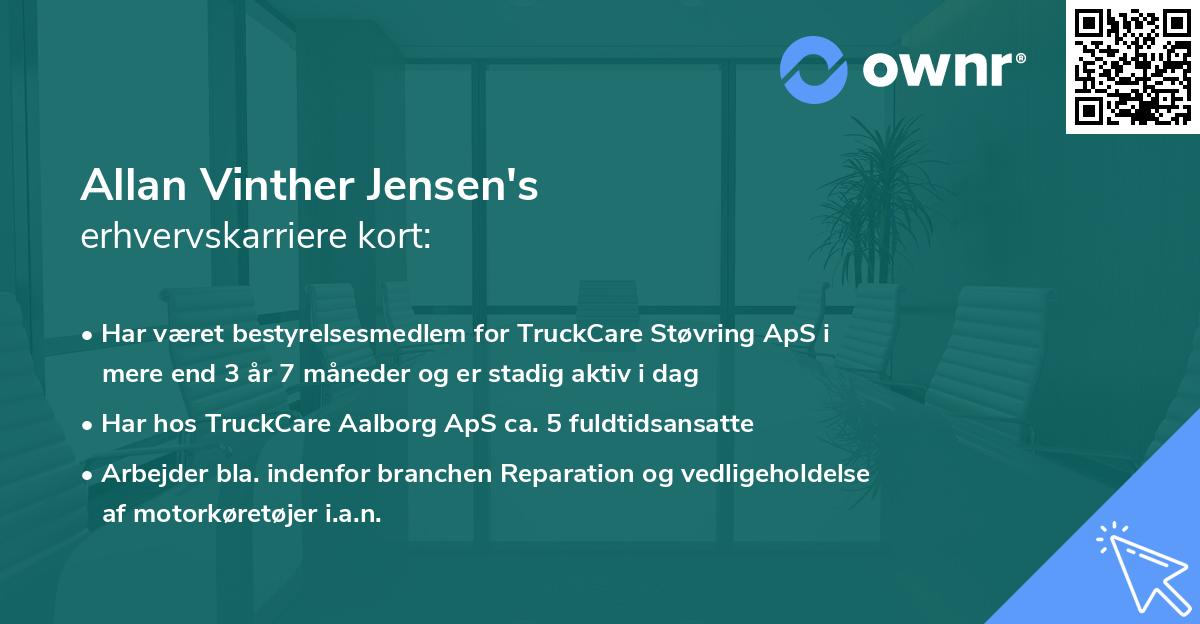 Allan Vinther Jensen's erhvervskarriere kort