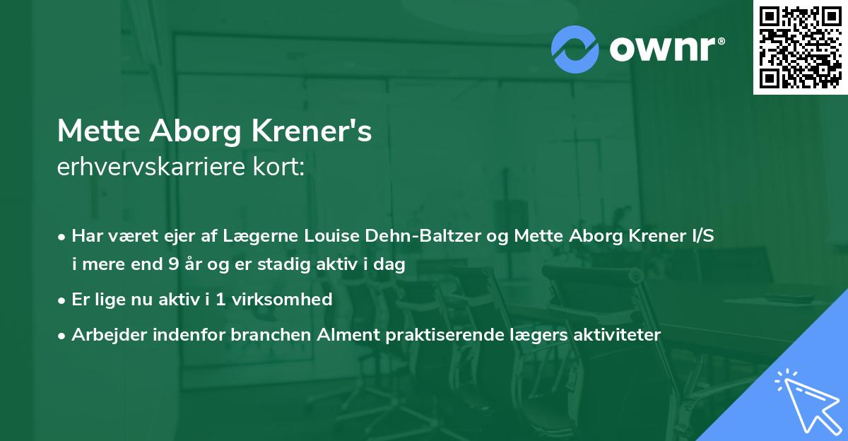 Mette Aborg Krener's erhvervskarriere kort