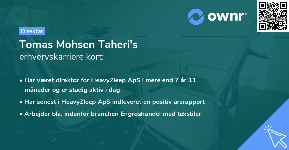 Tomas Mohsen Taheri's erhvervskarriere kort
