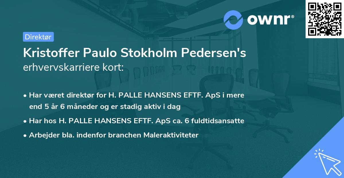 Kristoffer Paulo Stokholm Pedersen's erhvervskarriere kort