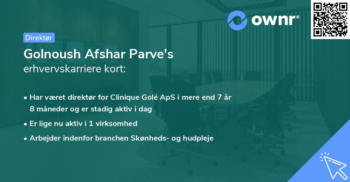 Golnoush Afshar Parve's erhvervskarriere kort