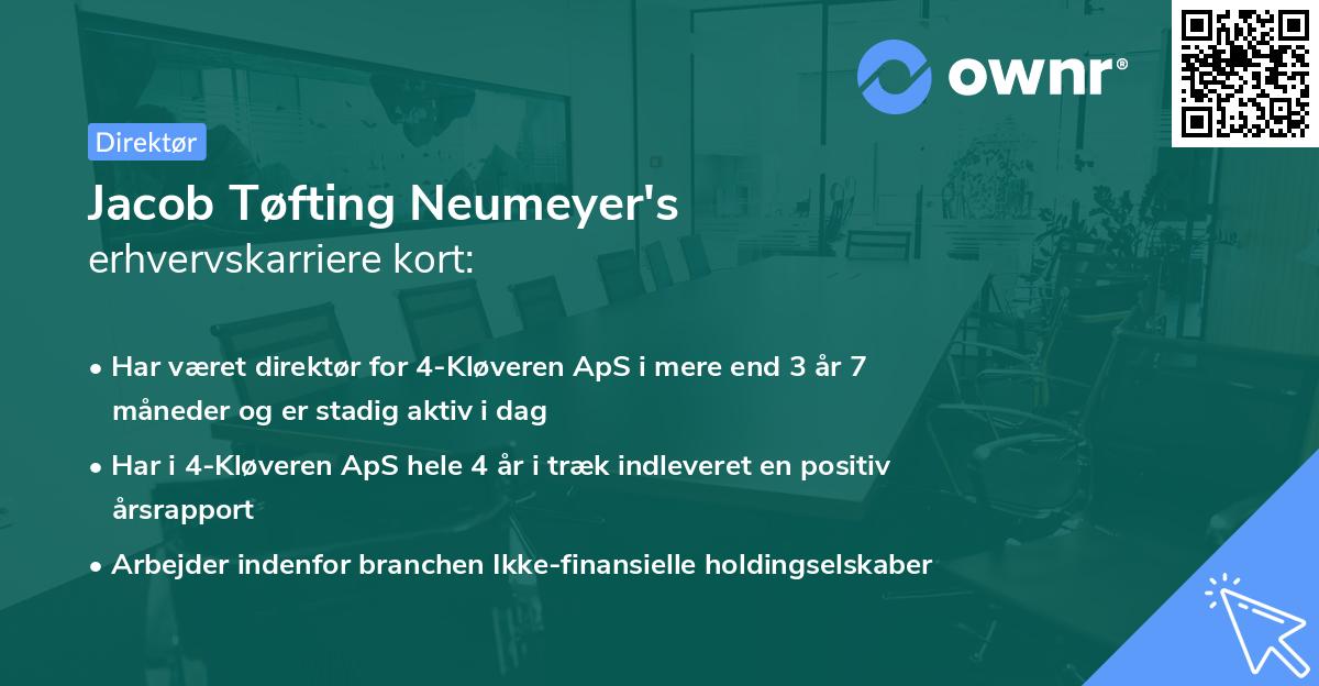 Jacob Tøfting Neumeyer's erhvervskarriere kort