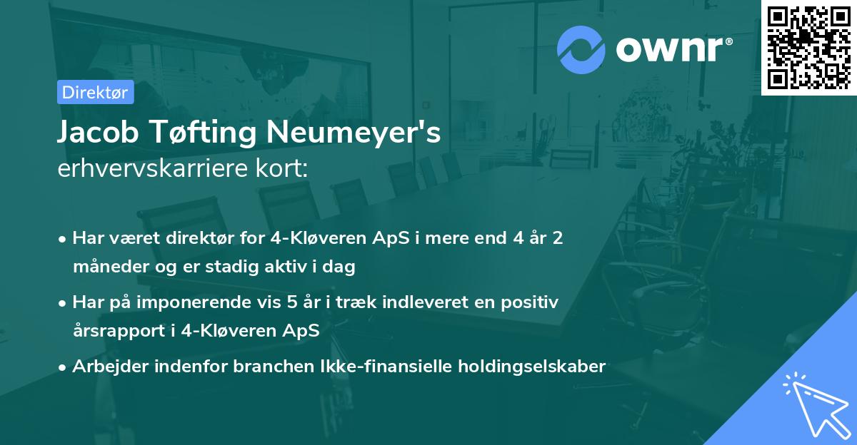 Jacob Tøfting Neumeyer's erhvervskarriere kort