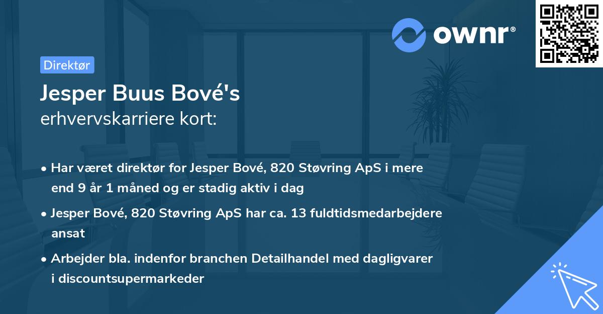 Jesper Buus Bové's erhvervskarriere kort