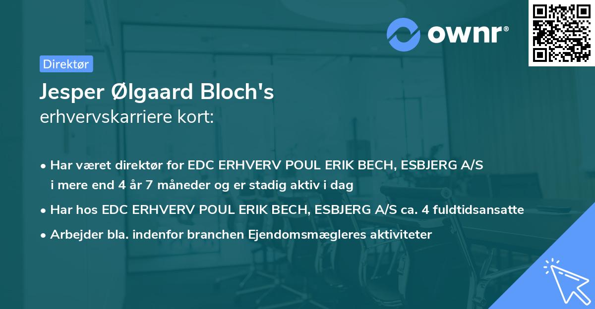 Jesper Ølgaard Bloch's erhvervskarriere kort