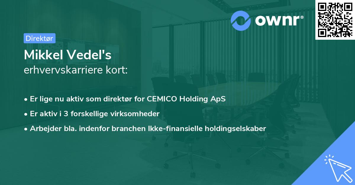 Mikkel Vedel's erhvervskarriere kort