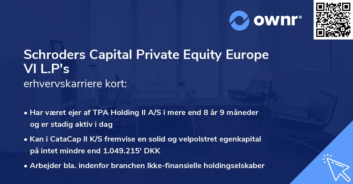 Schroders Capital Private Equity Europe VI L.P's erhvervskarriere kort