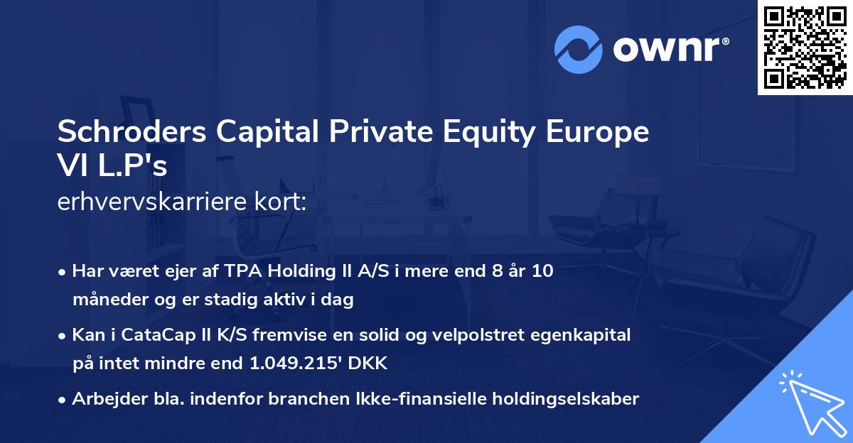 Schroders Capital Private Equity Europe VI L.P's erhvervskarriere kort