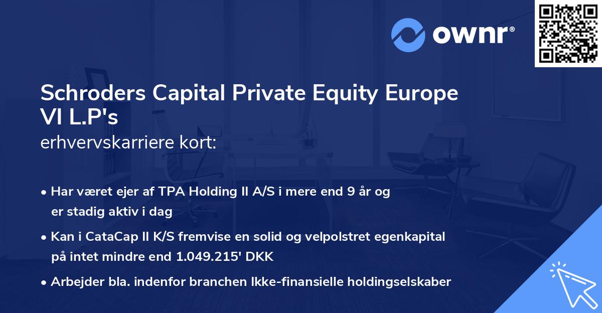 Schroders Capital Private Equity Europe VI L.P's erhvervskarriere kort