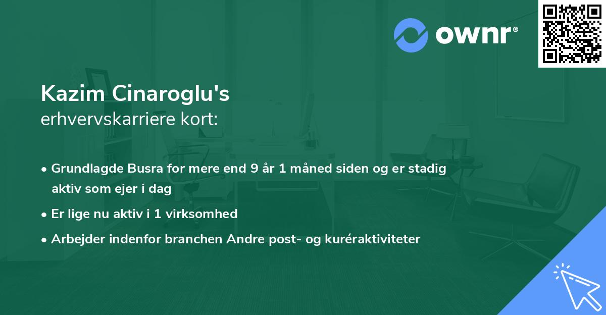 Kazim Cinaroglu's erhvervskarriere kort