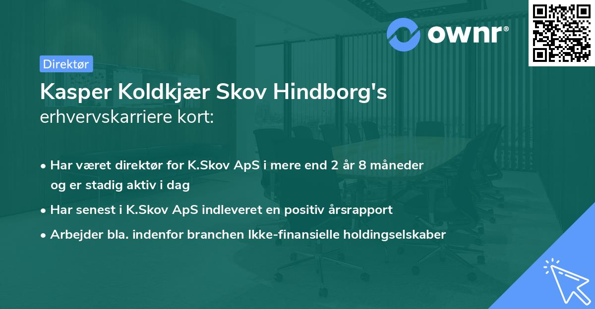 Kasper Koldkjær Skov Hindborg's erhvervskarriere kort