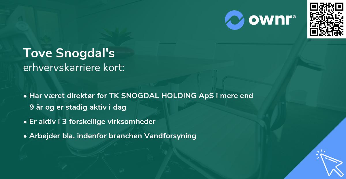 Tove Snogdal's erhvervskarriere kort