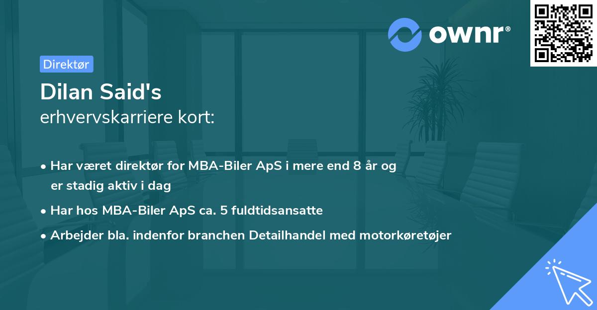 Dilan Said's erhvervskarriere kort