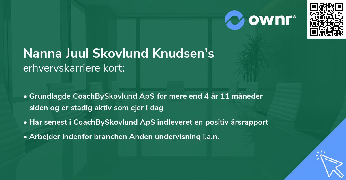 Nanna Juul Skovlund Knudsen's erhvervskarriere kort