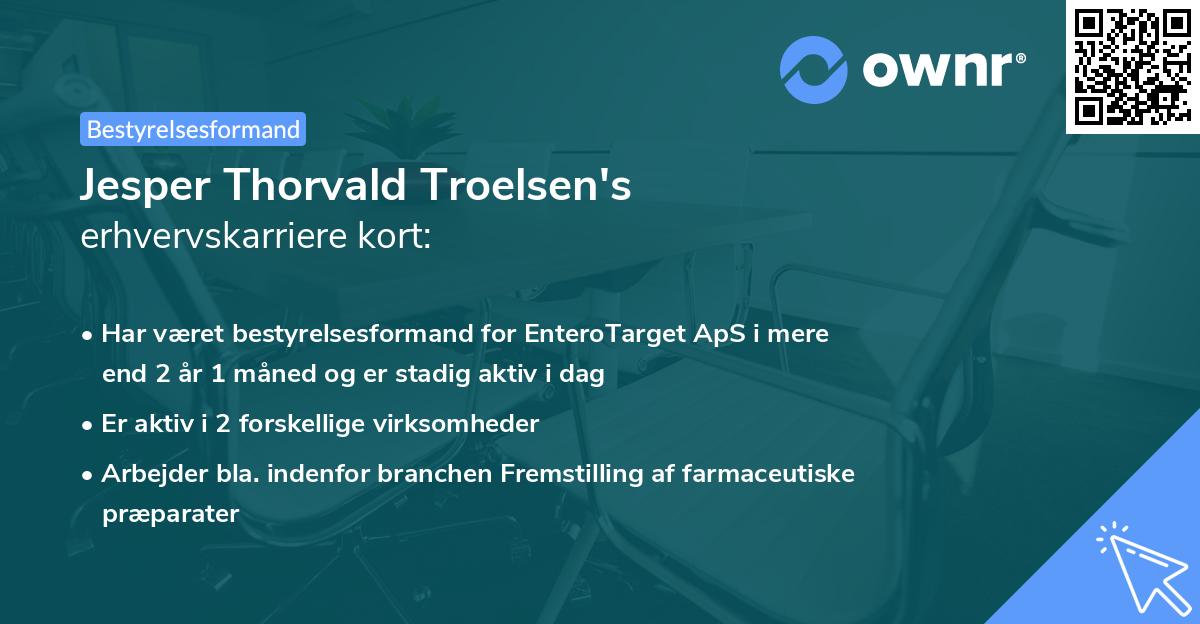 Jesper Thorvald Troelsen's erhvervskarriere kort