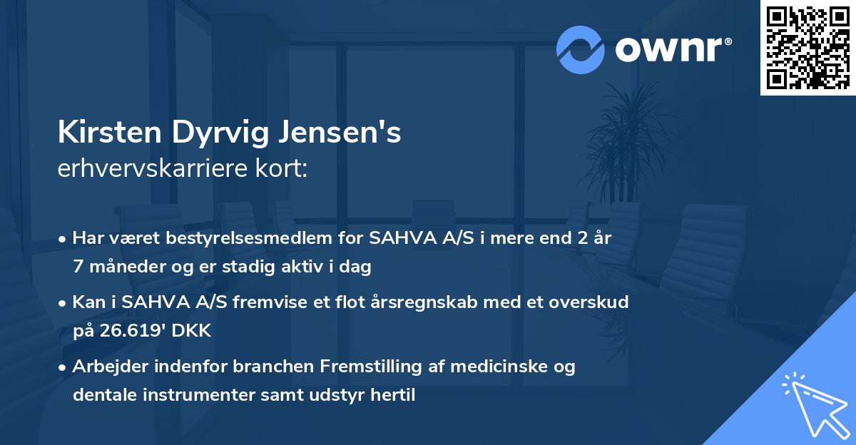 Kirsten Dyrvig Jensen's erhvervskarriere kort