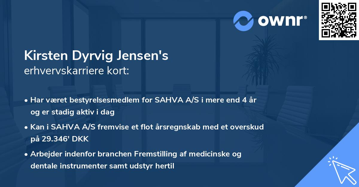 Kirsten Dyrvig Jensen's erhvervskarriere kort