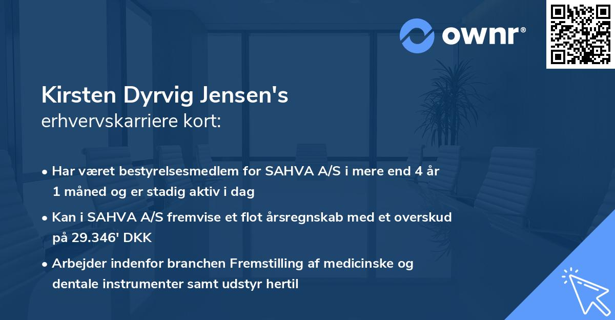 Kirsten Dyrvig Jensen's erhvervskarriere kort