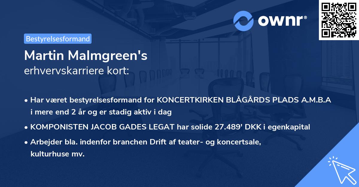 Martin Malmgreen's erhvervskarriere kort