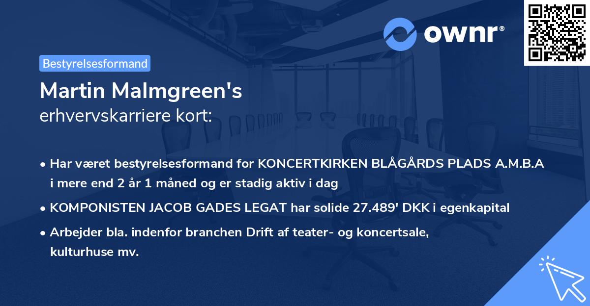 Martin Malmgreen's erhvervskarriere kort