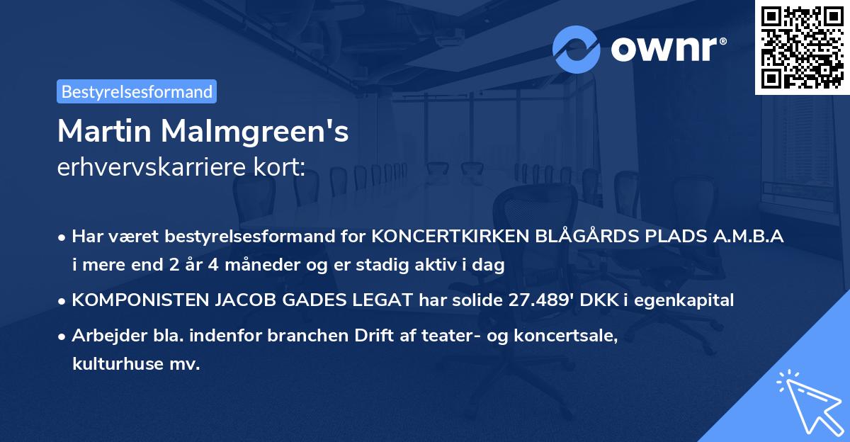 Martin Malmgreen's erhvervskarriere kort
