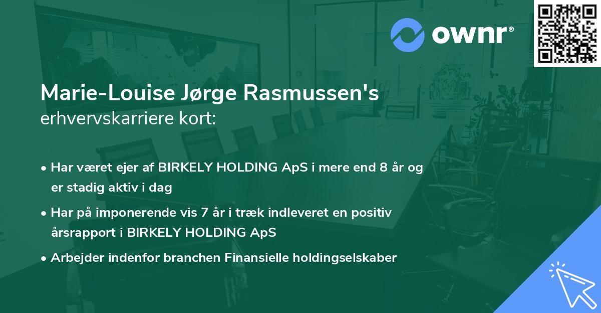 Marie-Louise Jørge Rasmussen's erhvervskarriere kort