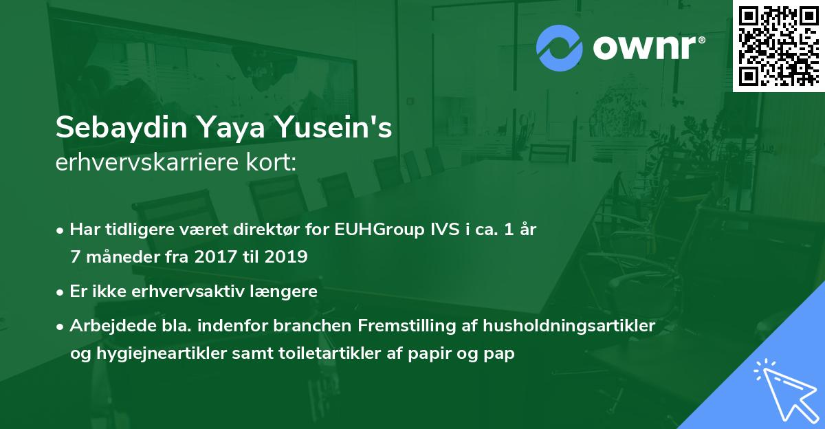 Sebaydin Yaya Yusein's erhvervskarriere kort