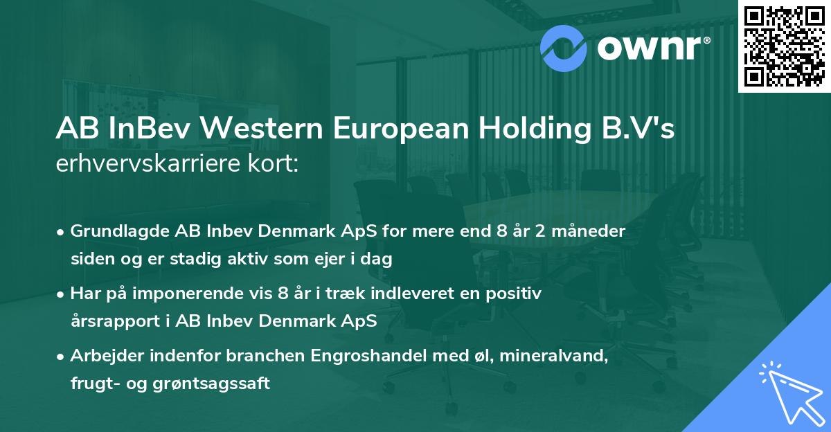 AB InBev Western European Holding B.V's erhvervskarriere kort