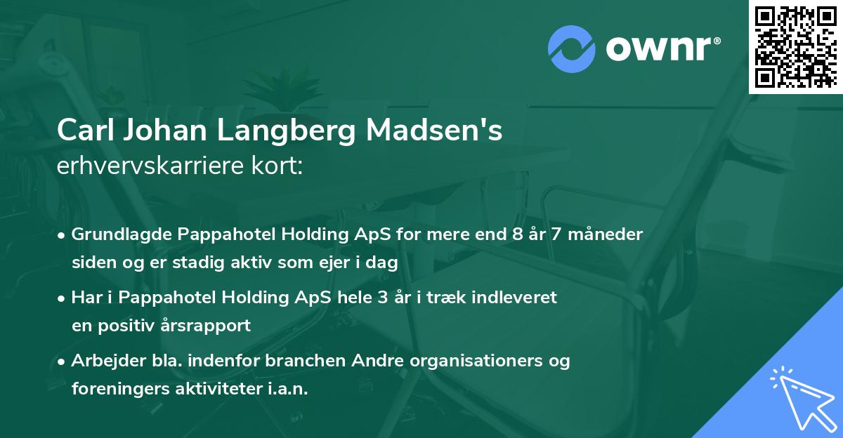 Carl Johan Langberg Madsen's erhvervskarriere kort