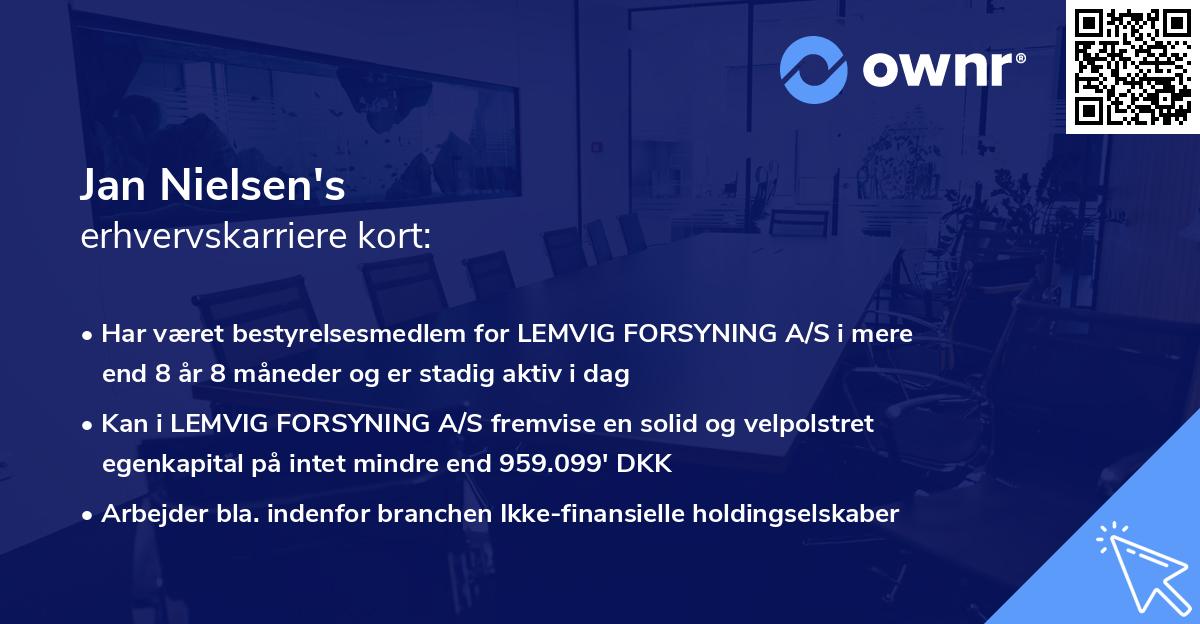 Jan Nielsen's erhvervskarriere kort