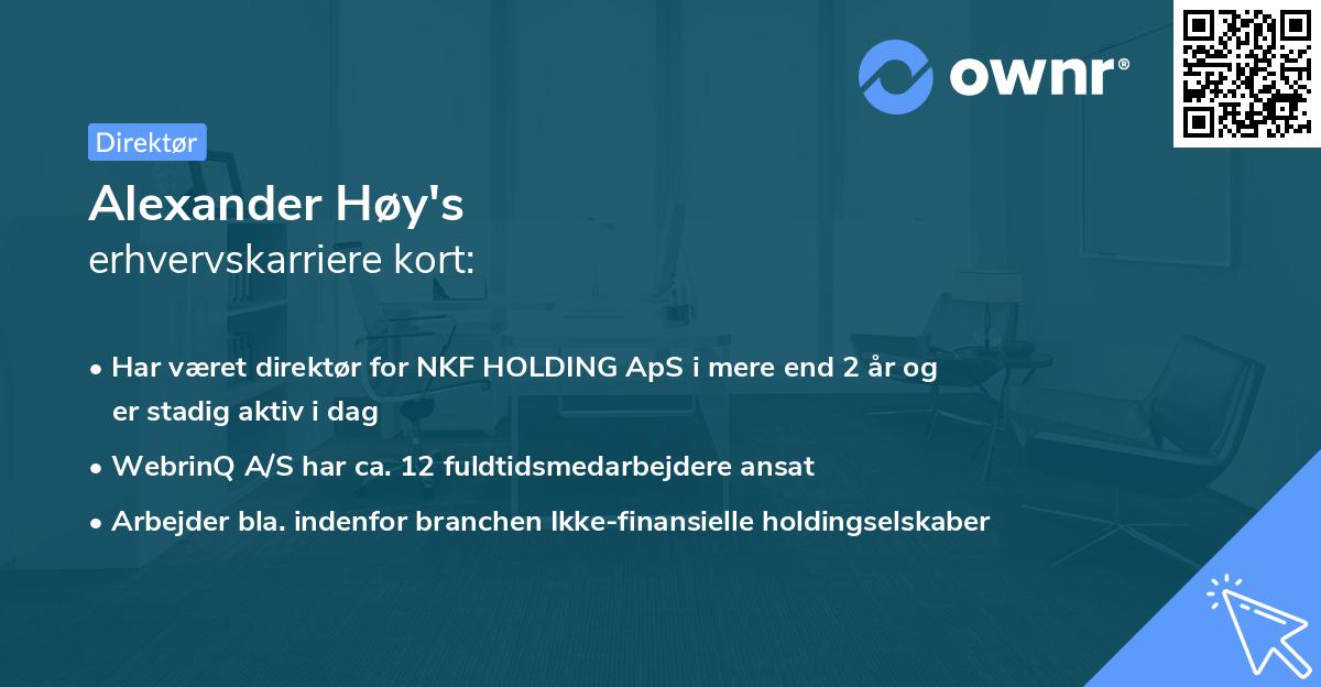 Alexander Høy's erhvervskarriere kort