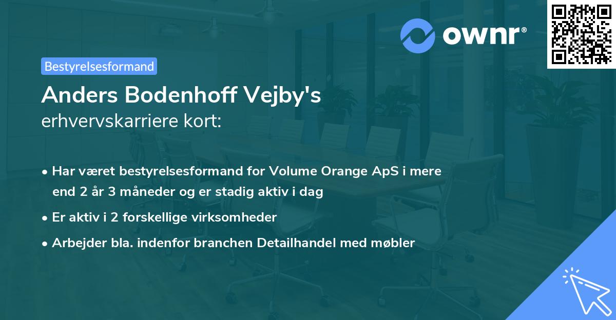 Anders Bodenhoff Vejby's erhvervskarriere kort