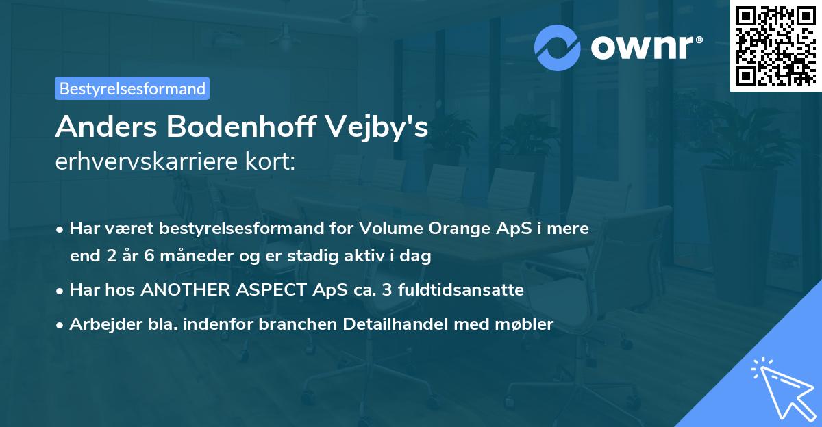 Anders Bodenhoff Vejby's erhvervskarriere kort